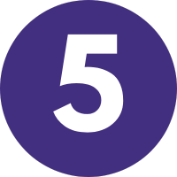 The number five within a purple circle.