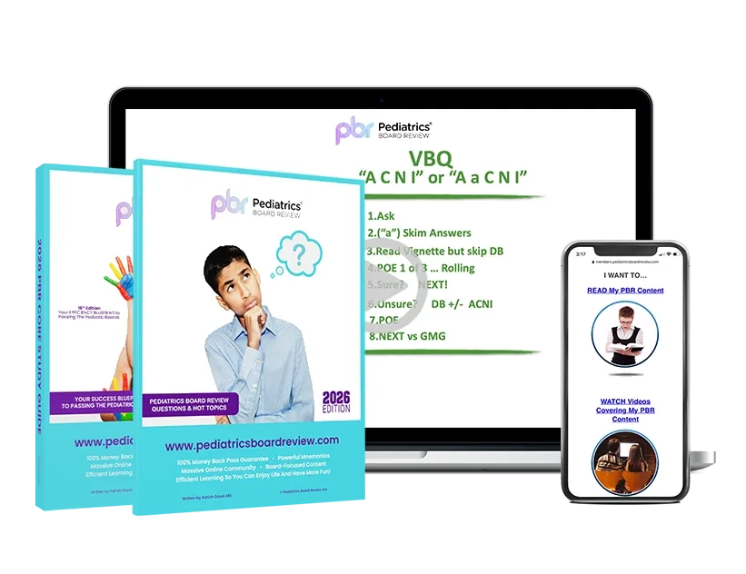 All Products Core study tools from the Pediatrics Board Review course, including printed guides, video walkthrough of the 8-step strategy, and mobile Q&A access